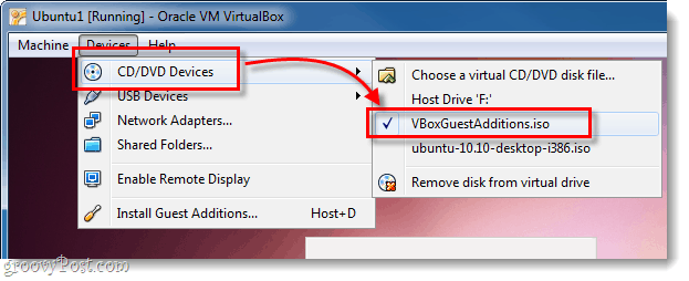 zařízení ubuntu dvd cd select vboxguestadditions.iso