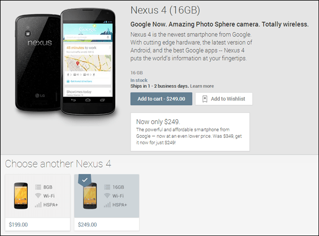 Google Slevy Nexus 4 Android Smartphone na 199 $