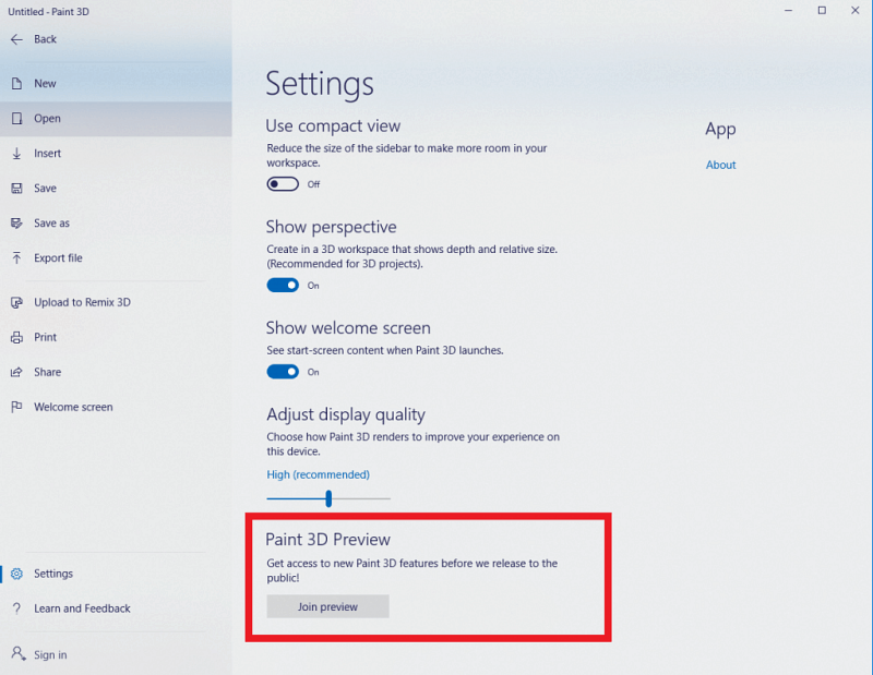 Program náhledu aplikací pro systém Windows 10