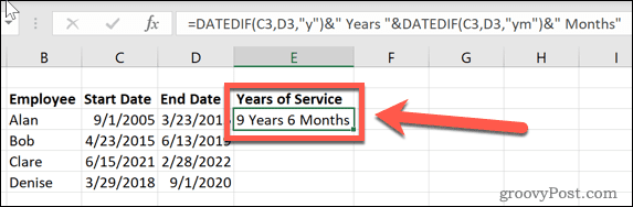 Excel datováno roky a měsíci služby