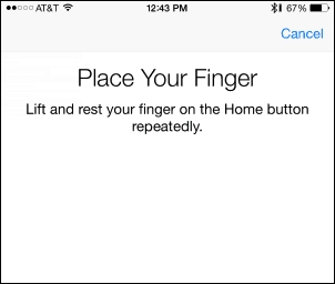 Umístěte prst - přidejte otisk prstu k Touch ID
