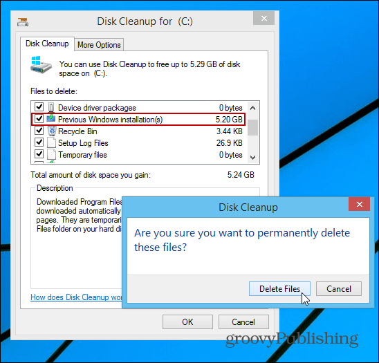 Po upgradu systému Windows získejte zpět místa na pevném disku