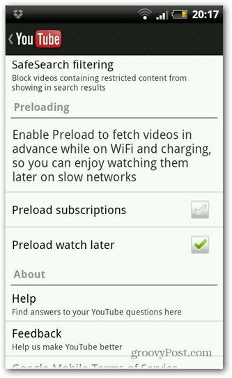 YouTube pro Android Froyo a perník Aktualizováno