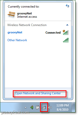 Správa sítí z hlavního panelu systému Windows 7