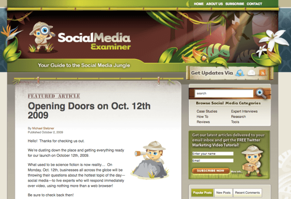 SocialMediaExaminer.com v říjnu 2012.