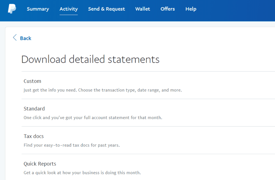 výkazy paypal