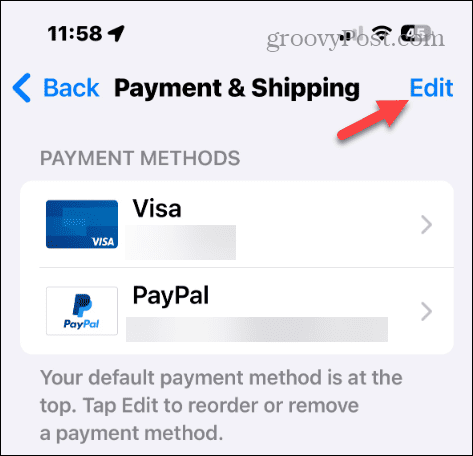 Změňte způsob platby na účtu Apple