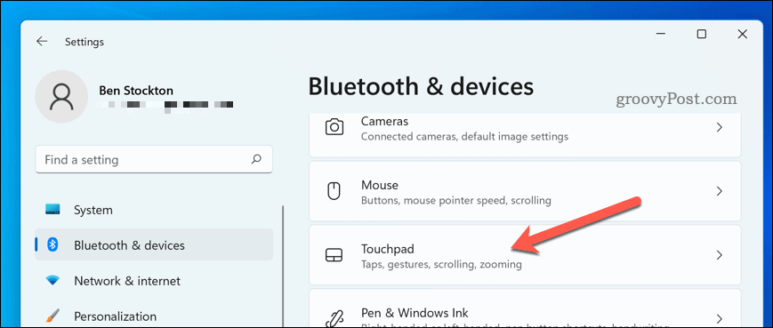 Nastavení touchpadu ve Windows 11