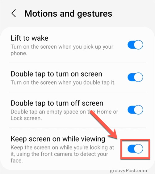 Povolení funkce ponechání obrazovky zapnuté při sledování na telefonech Samsung