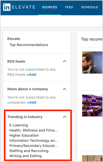 LinkedIn Elevate Trends in Industry list