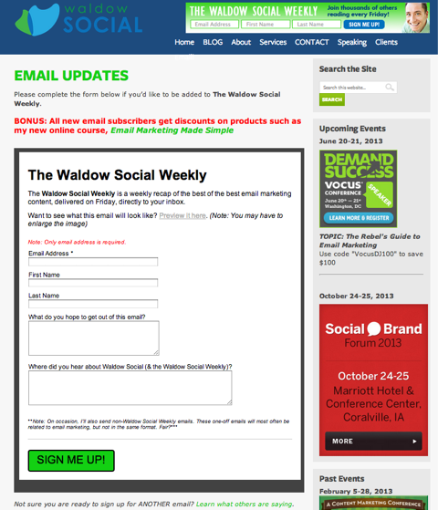 Waldow sociální e-mailové aktualizace