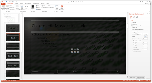 Vytvoření šablony Office 2013 Vytvoření vlastního designu POTX Přizpůsobení snímků Prezentace Výukový program Jak na pozadí