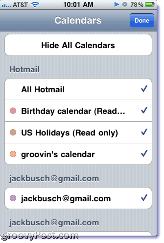 Kalendář služby Hotmail