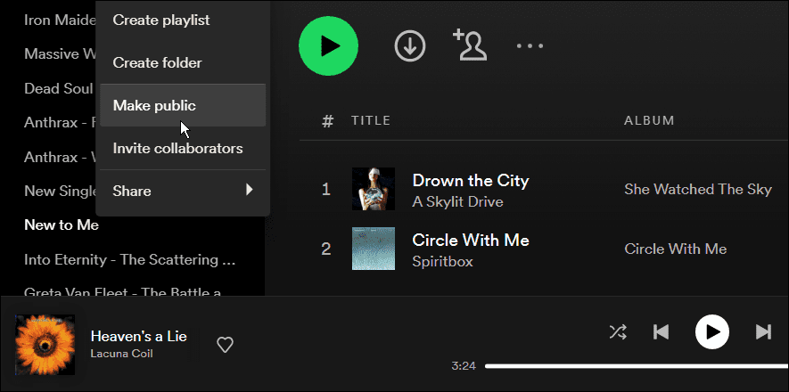 Udělejte ze seznamu videí soukromý na Spotify