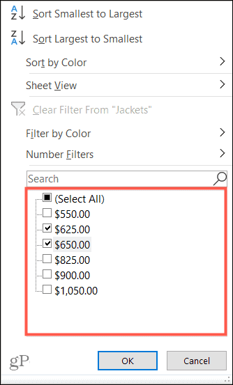 Filtrovat podle hodnoty v aplikaci Excel
