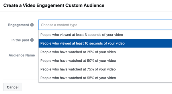 Jak propagovat vaši živou událost na Facebooku, krok 9, vytvořte kampaň s videoreklamami lidí, kteří sledovali alespoň 10 sekund vašeho videa