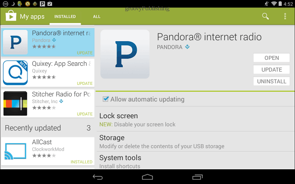 Pandora Aktualizujte obchod Google Play