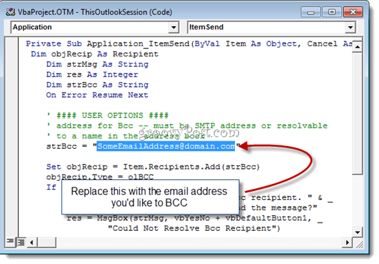 Auto BCC s aplikací Outlook 2010