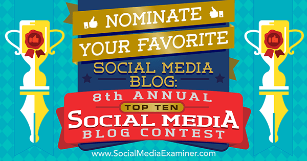 Nominujte svůj oblíbený blog na sociální média v 8. ročníku soutěže Top 10 Social Media Blog Contaminer Examiner.