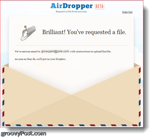 AirDropper Dropbox - Soubor byl odeslán