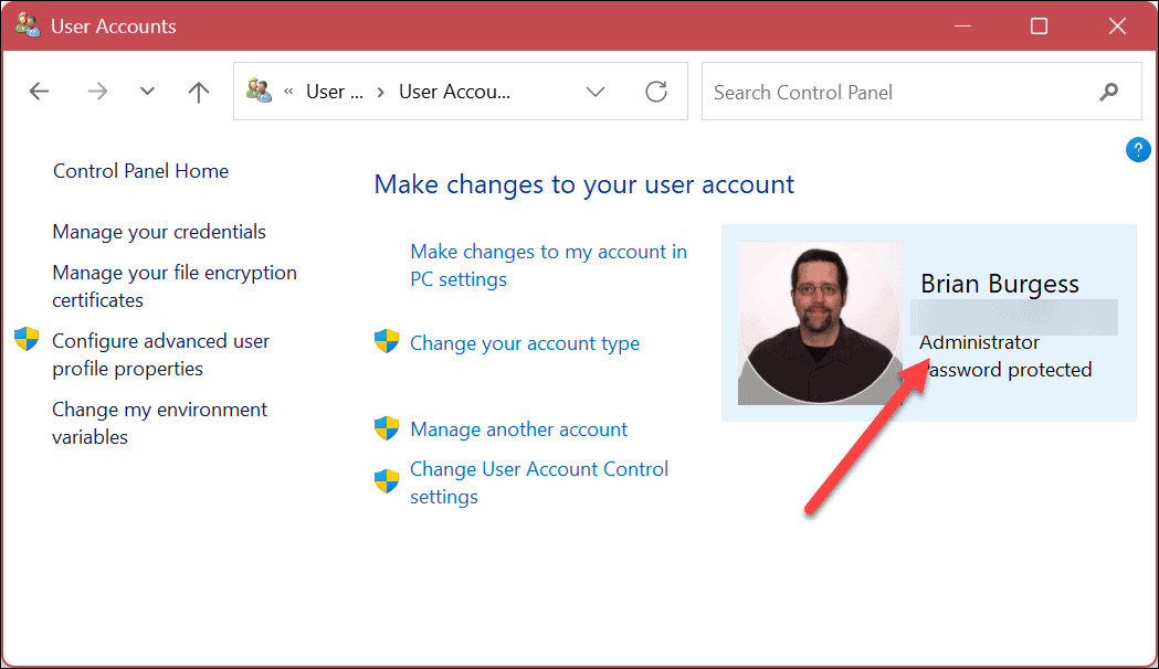 Určete typ uživatelského účtu v systému Windows 11