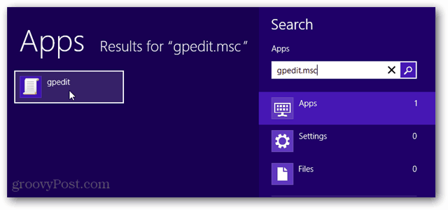 open gpedit from win 8 search