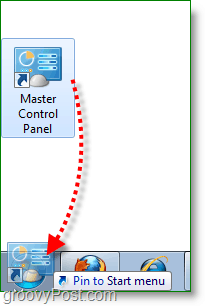 Windows 7 screenshot - hlavní panel ovládacího panelu pro spuštění nabídky