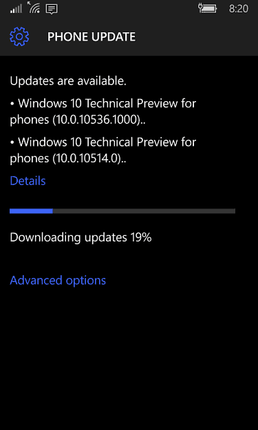 Telefonické aktualizace systému Windows 10