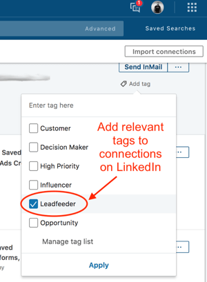 Označení kontaktů v LinkedIn Sales Navigator.