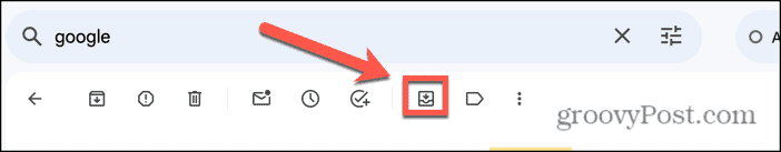 ikona přesunutí do doručené pošty Gmail