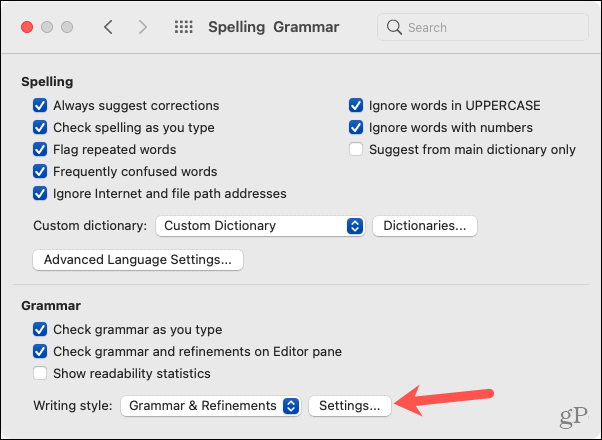 Možnosti aplikace Mac Word, nastavení gramatiky