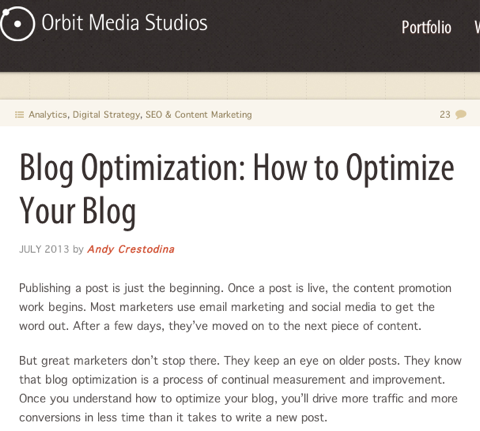 optimalizace blogu na oběžné dráze