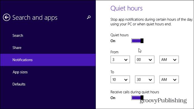 Klidné hodiny v systému Windows 8.1 vám umožňují deaktivovat oznámení aplikací