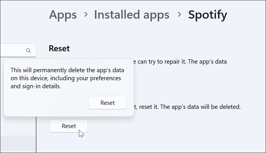 Resetovat aplikaci opravit spotify shuffle ne shuffle