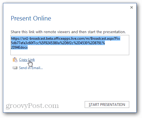 jedinečná adresa URL prezentace