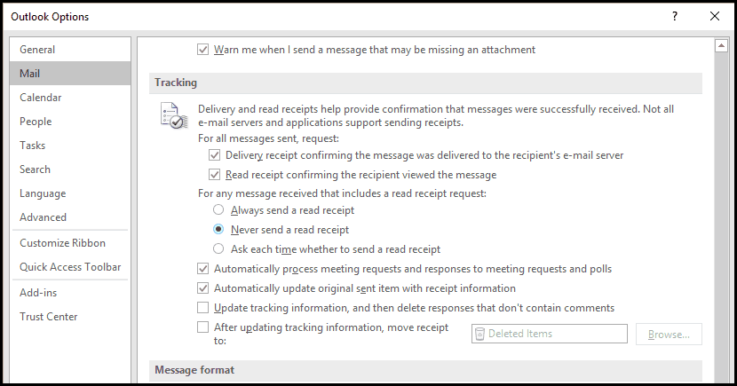 outlook-disable-read-příjemky