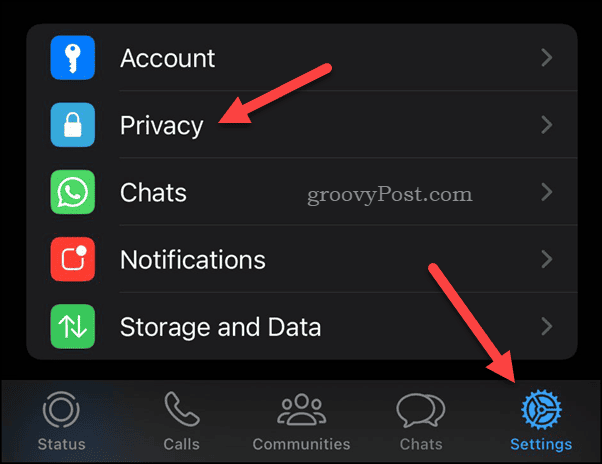 Otevřete nastavení ochrany osobních údajů WhatsApp na iPhone