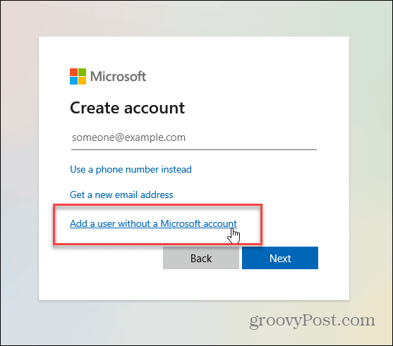 uživatel bez účtu Microsoft