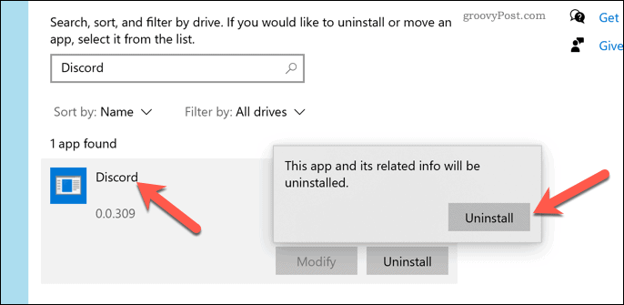 Odebrání sváru z Windows 10