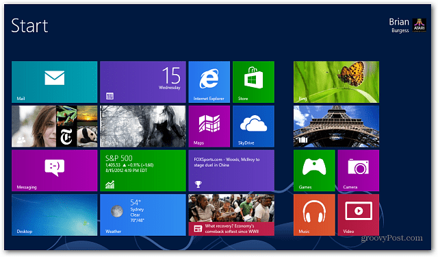 Úvodní obrazovka Windows 8 Live Tiles