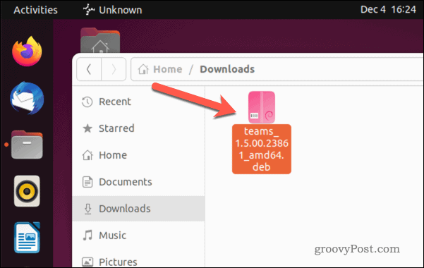 Otevřete instalační soubor Microsoft Teams na Ubuntu