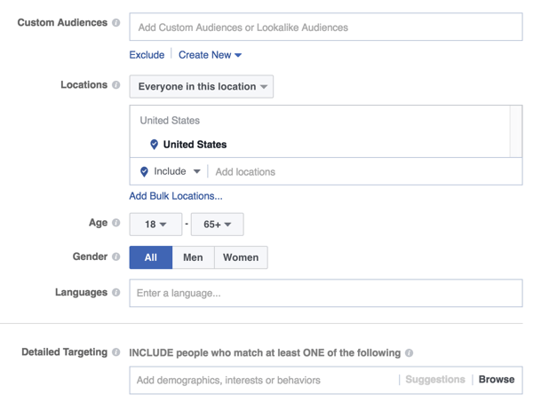 možnosti cílení na facebookové reklamy