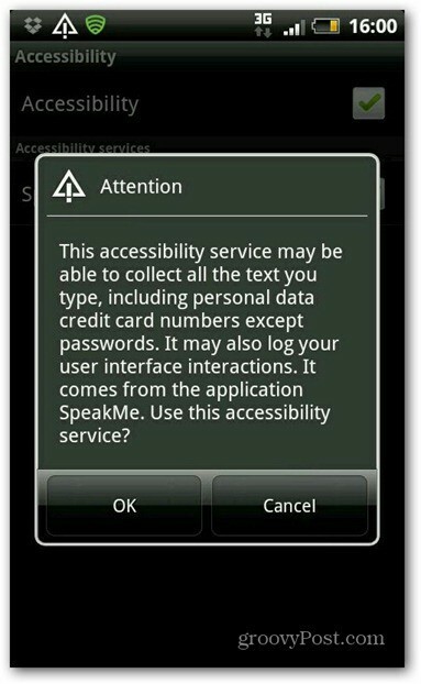 SpeakMe for Android access access enabled