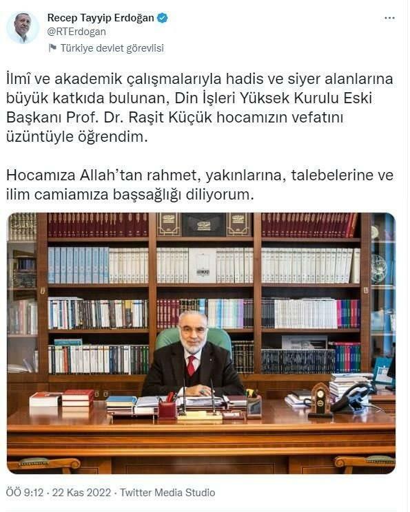 Kondolenční zpráva prezidenta Erdogana