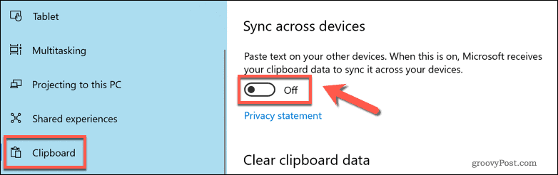 Povolte synchronizaci cloudové schránky ve Windows 10