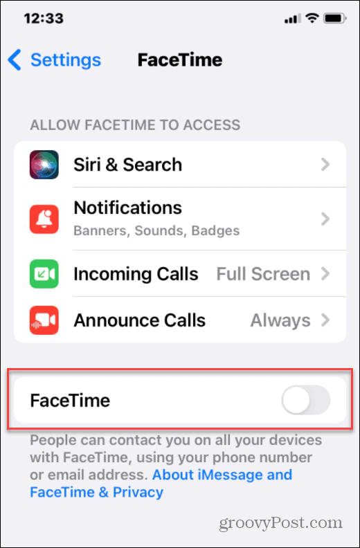vypnout facetime iphone