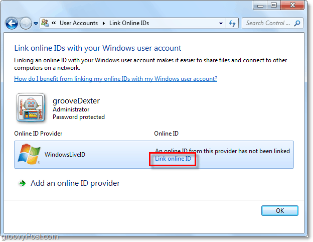 propojit živé ID systému Windows s účtem systému Windows 7