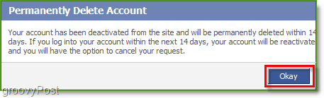 Po potvrzení odstranění vašeho účtu na Facebooku musíte počkat 14 dní