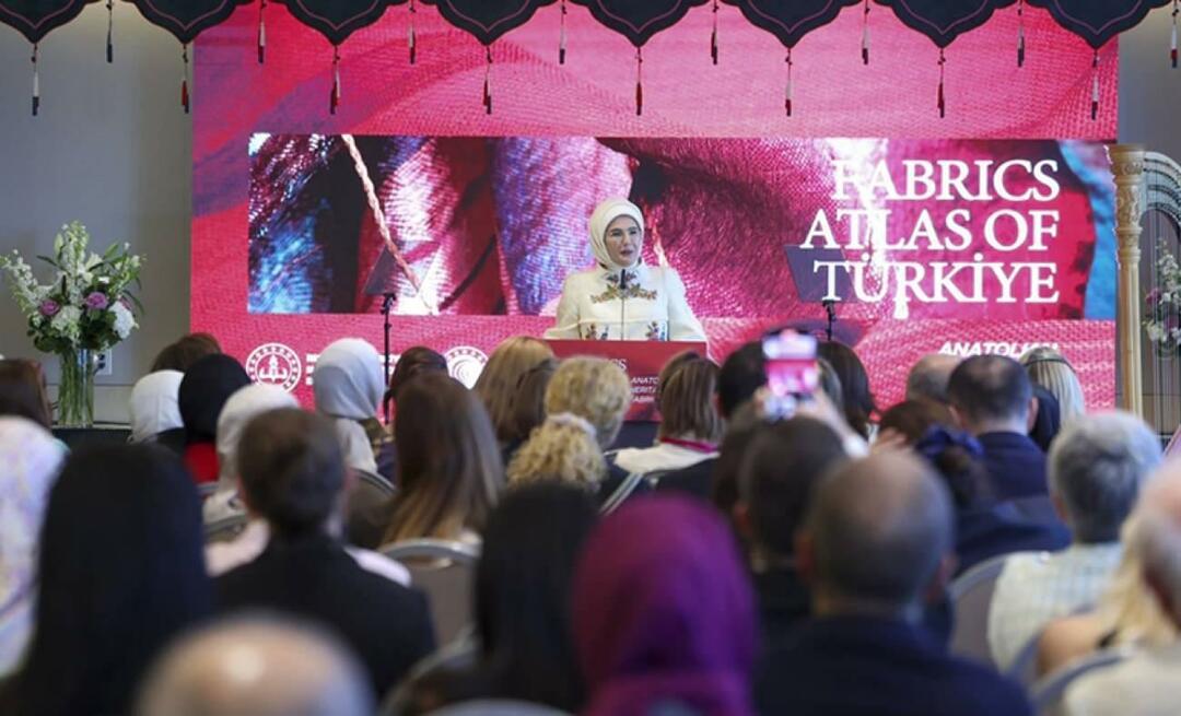 První dáma Erdoğan se setkala s manželkami vůdců v New Yorku: Anatolské tkaní byly oslnivé