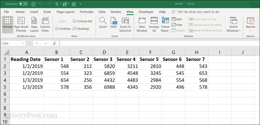 příklad Excel tabulky